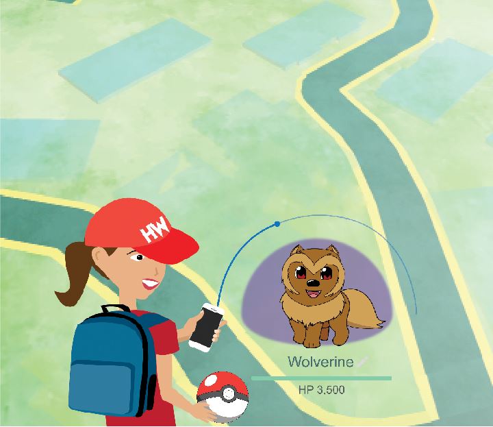 Illustration by Alena Rubin; 
Map Image Taken From Pokémon Go App, Graphics Assisted by Nicole Kim