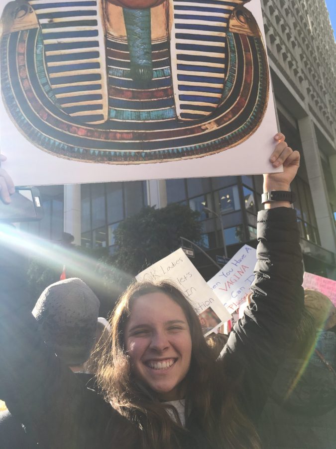 Dani Mirell 17 protests Donald Trumps inauguration at the Womens March of Los Angeles on Jan. 21. Credit: Danielle Kaye/Chronicle