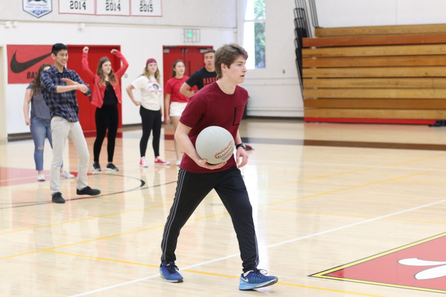 Ryan Wixen plays dodgeball as part of the Festival to Spring on March 30. Credit: Jenny Li/Chronicle