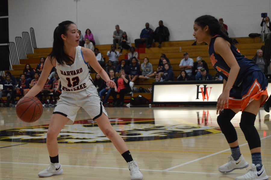 Ashlee Wong 18 controls the ball in a 69-52 victory over Chaminade. Credit: Sophie Haber/Chronicle