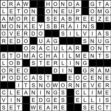 Chronicle May 2019 Crossword Answers