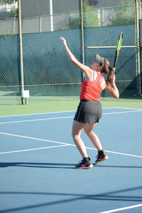 Madeleine Dupee 20 serves during a 13-5 win against Marymount High School.