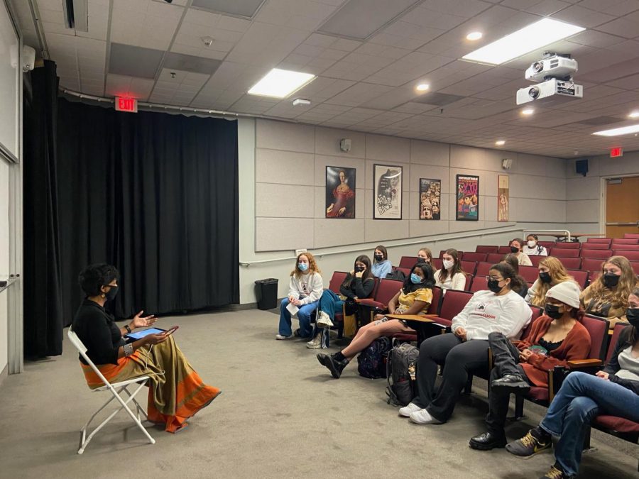 Soraya Deen shares her personal experiences fighting for gender equality and advocating for women who face religious-based violence with the EMPOWER Club in Ahmanson Lecture Hall on Nov. 3.