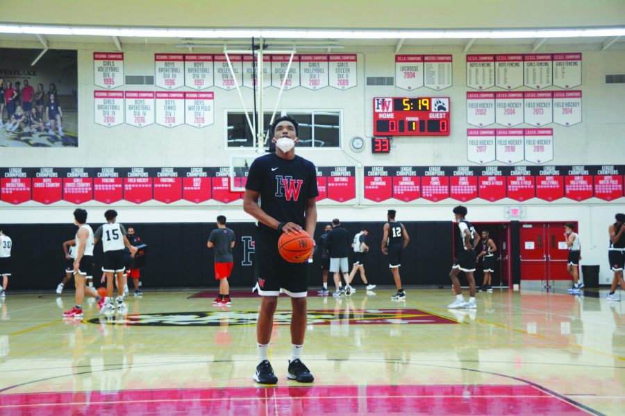 Wolverine Ready: Senior guard and University of Pennsylvania Cameron Thrower ’22 practices shots from the free throw line during practice in preparation for the season opener against Chaminade High School.