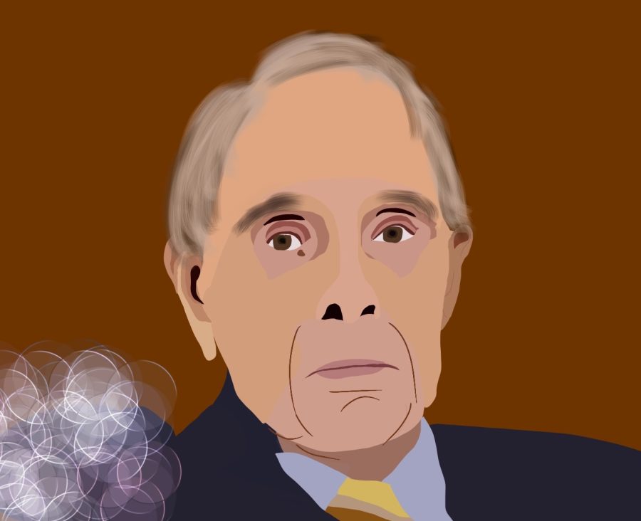 An illustrated Bob Dole is pictured wearing a suit and tie. Dole passed away Dec. 5.