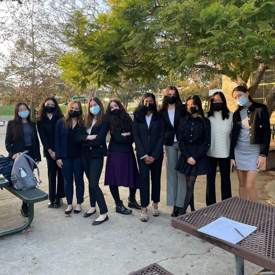A group of delegates on the school’s Model United Nations Team pose for a picture during the first day of the Los Angeles Invitational Model United Nations conference. Team members won awards like Best Delegate and Outstanding Delegate for their performance at the event.