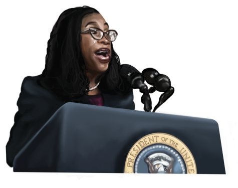 Judge Ketanji Brown Jackson addresses reporters at the White House after President Bidens announcement that he will appoint her to the Supreme Court.