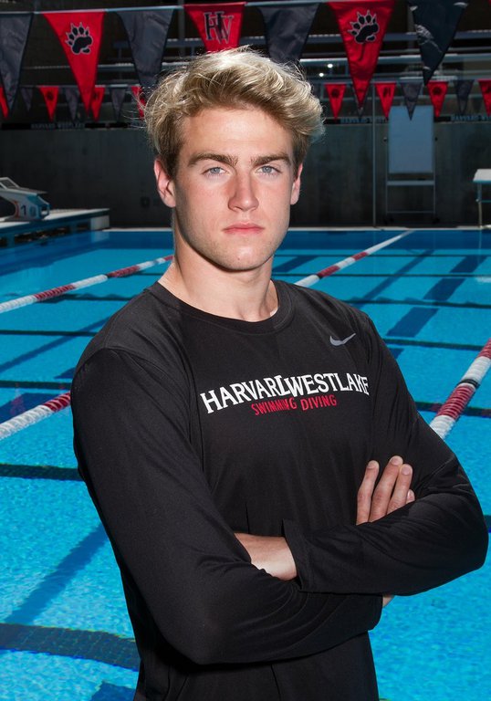 Former+team+captain+Jameson+McMullen+19+poses+for+his+swim+team+photo.+
