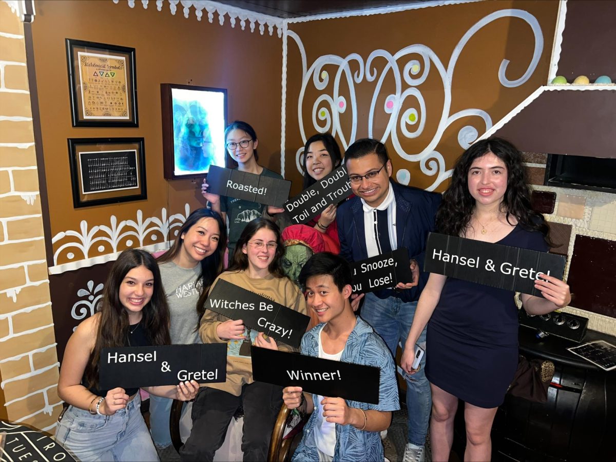 Speech team members pose together at an escape room during the weekend of the National Speech and Debate Tournament in Phoenix, Arizona. Printed with permission of Sarina Wang.