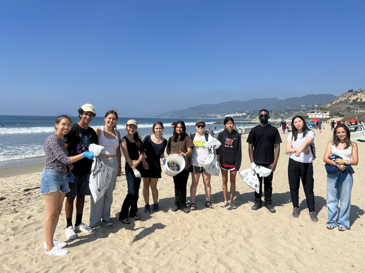 Students met at Will Rogers State Beach to participate in a beach cleanup.