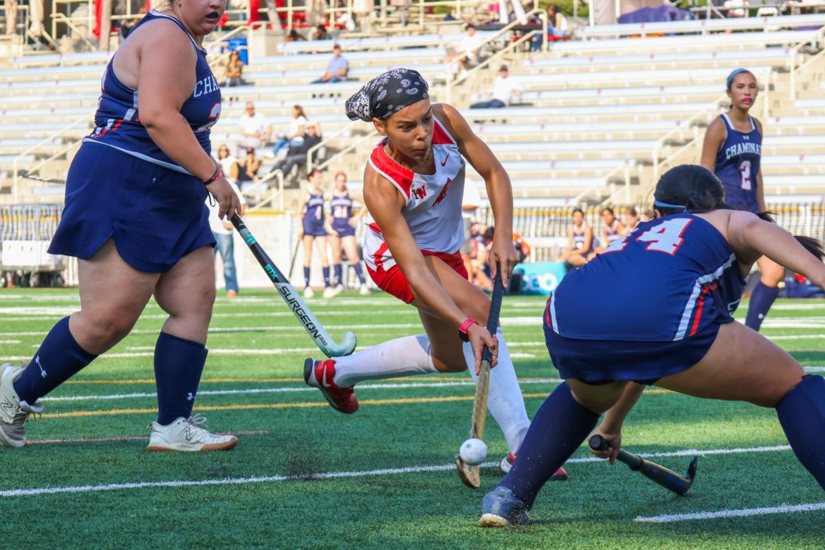 Kara Horacek '27 attempts a shot on goal. She tallied a hat trick, contributing three goals in the 8-0 victory against Chaminade on Friday.