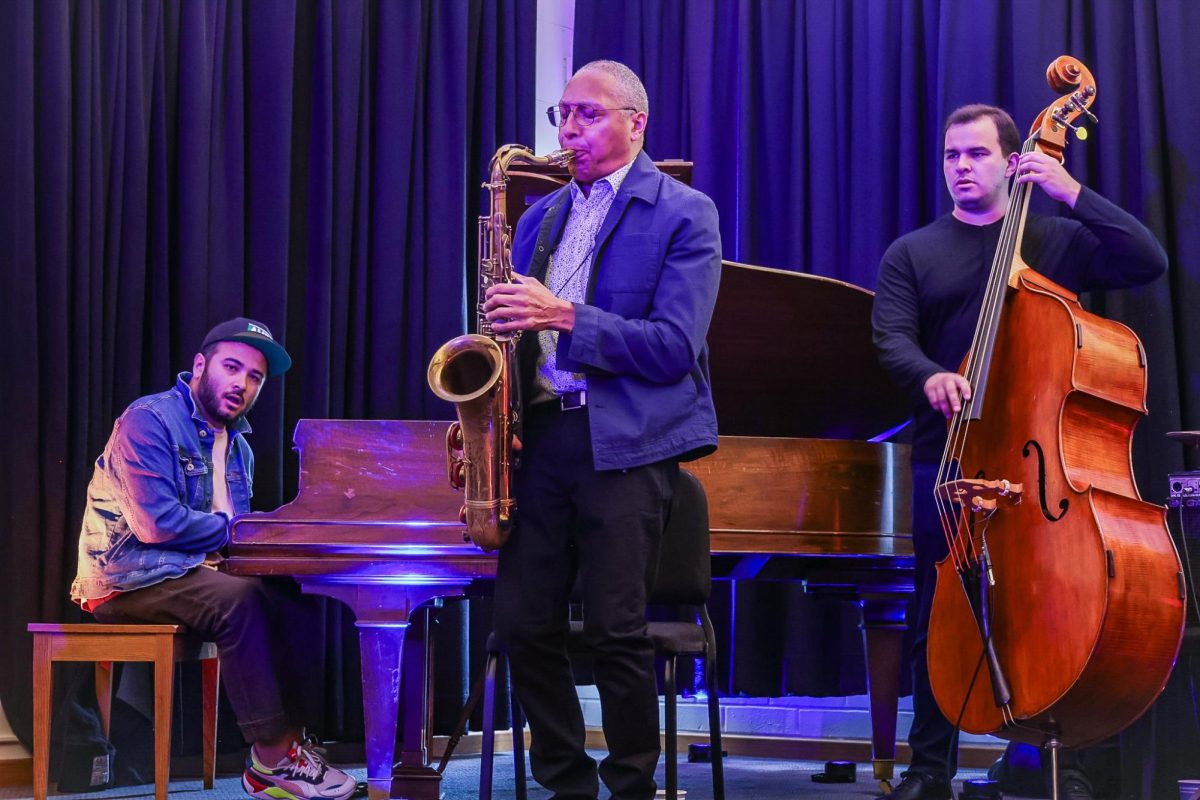 Pianist Sam Hirsh, Saxophonist Ralph Moore and Bassist Mike Gurrola play a set together in Chalmers 104. The performance was the first of a continuation of last year's lunch concert series.