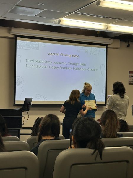 Students receive awards at the end of LA Times' “J” Day on Oct. 26.