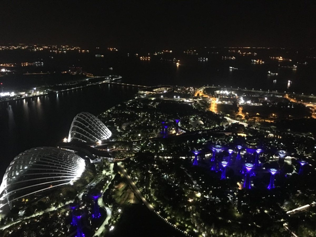 Singapore nighttime top view from Marina Bay Sands Hotel