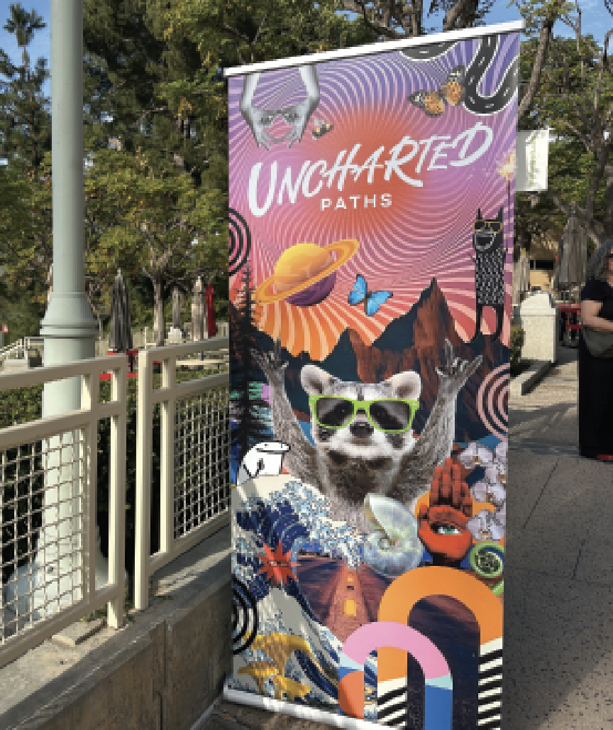 The Uncharted Paths’ stand-up banner was advertised on the Quad. The podcast explored the careers a variety of different alumni.